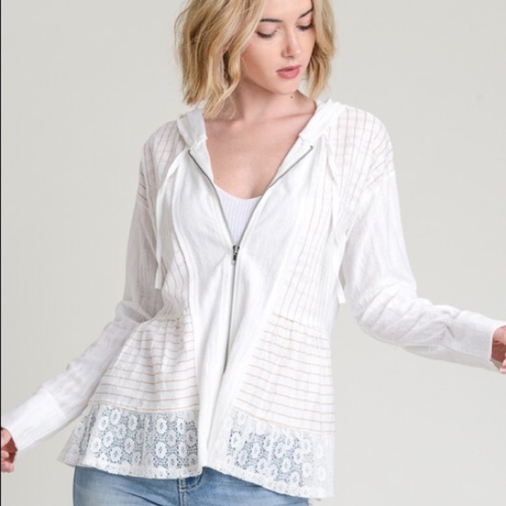 White Striped Nautical Jacket NWT!